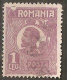 TIMBRE 104i, ROMANIA, 1920, FERDINAND BUST MIC, 1 LEU, EROARE, CADRU INTRERUPT SUS - STANGA, RARITATE, MARCA ATIPICA, ERORI, ECV, ATIPICE, RARITATI