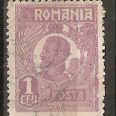 TIMBRE 104m, ROMANIA, 1920, FERDINAND BUST MIC, 1 LEU, EROARE, CADRU INTRERUPT LATURA DREAPTA, RARITATE, MARCA ATIPICA, ERORI, ECV, ATIPICE, RARITATI