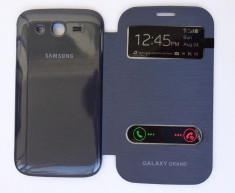 Husa Samsung Galaxy Grand Duos I9080 I9082 sau Grand Neo I9060 I9062 Flip Cover S View Bleumarin !!! Folie de potectie CADOU !!! foto