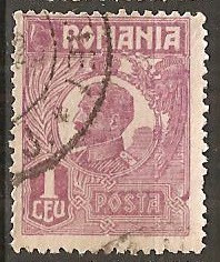 TIMBRE 104a3, ROMANIA, 1920, FERDINAND BUST MIC, 1 LEU, EROARE, PUNCT DE CULOARE PE LATURA DREAPTA foto