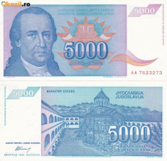 IUGOSLAVIA 5.000 dinara 1994 AUNC/UNC!!! foto