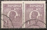 TIMBRE 105g, ROMANIA, 1920, FERDINAND BUST MIC, 1 LEU, EROARE, DANTELURA DEPLASATA, EROARE SPECTACULOASA, ERORI, ECV, MARCA ATIPICA, ATIPICE, PERECHE.