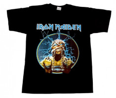 Tricou rock Iron Maiden &amp;amp;quot; different world &amp;amp;quot; ( logo alb ) foto