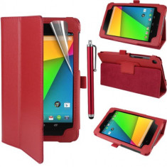 Husa tip stand Asus Google NEXUS 7&amp;quot;(2nd Generation 2013) *RED*+Folie Ecran+Touch Pen GRATIS foto