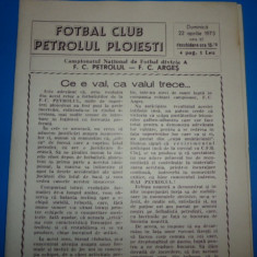 Program meci fotbal PETROLUL PLOIESTI - FC ARGES Pitesti 22.04.1973