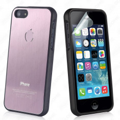 Husa Bumper aluminiu Apple iPhone 5 5s roz foto