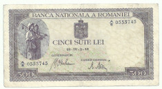 ROMANIA 500 LEI 1941 [5] foto