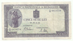 ROMANIA 500 LEI 1941 [9] foto