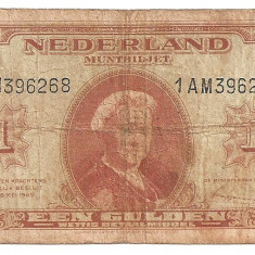 OLANDA MUNTBILJET 1 GULDEN 1945 U