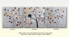 Tablou living, dormitor - Prietenie - tablou ulei in cutit 3 piese - 180x60cm foto