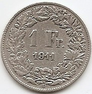 Elvetia 1 Franc 1911 Argint 5g/0.835 KM-24 (2) foto