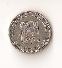 Moneda 25 centimos 1965 - Venezuela foto