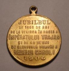 Medalie Regele Carol I si Imparatul Traian 1906 foto