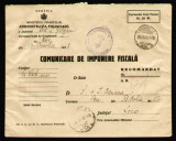 1948 Comunicare impunere fiscala, plic oficial Stema Regala, scutit taxa postala