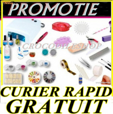 Kit set unghii gel manichiura complet constructie unghii false lampa uv pila electrica primer degresant ulei cuticule foto