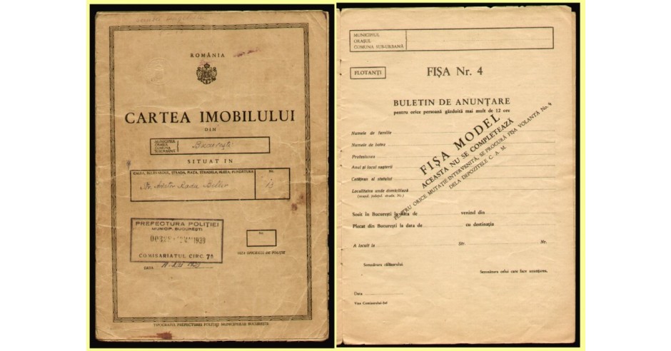 Cartea Imobilului - Dosar carte de imobil cu antet, fise model 1939 ...