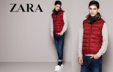 ZARA MAN Original. Vesta &amp;quot;Red Padded Vest&amp;quot;, Moale. Marime L/XL. OUTLET Arad, Haine Noi ORIGINALE REDUSE! foto