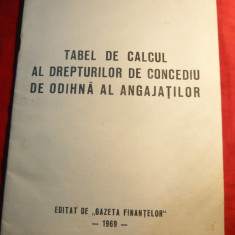 Gazeta Finantelor 1969 -Tabel de Calcul al Drepturilor de Concediu de Odihna ale Angajatilor