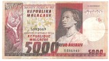 MADAGASCAR MALAGACHE MALAGASY 5000 FRANCI FRANCS 1000 ARIARY ND (1974) VF