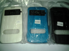 Husa Flip cover alb / albastru / negru s-view Samsung Galaxy S4 i9500 / i9505 foto