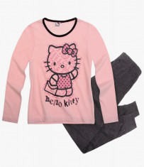 Pijama fetite 8-14 ani - Hello Kitty 96374 - roz-gri foto