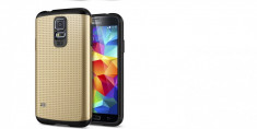 Carcasa protectie spate doua straturi antisoc gold + folie ecran Samsung Galaxy S5 i9600 foto