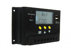 Controller/regulator solar LS2420 20A LCD pt Panouri Celule fotovoltaice + Cadou conectori MC4 foto