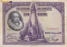 SPANIA 100 pesetas 1928 VF!!! foto