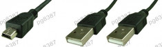 Cablu mini USB tata - 2xUSB tata, lungime 70cm - 127921 foto