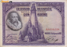 SPANIA 100 pesetas 1928 VF!!! foto