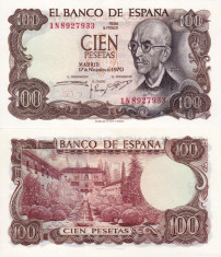 SPANIA 100 pesetas 1970 UNC!!! foto