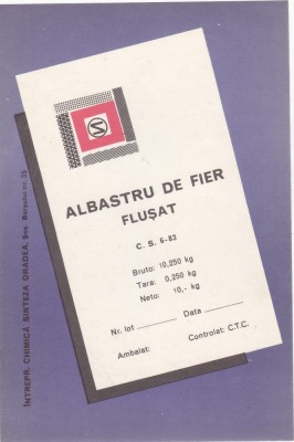 Eticheta Albastru de Fier Flusat foto