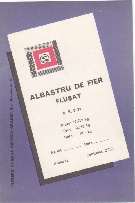 Eticheta Albastru de Fier Flusat