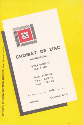 Eticheta Cromat de Zinc foto