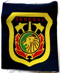 ECUSON TEXTIL EMBLEMA POMPIERI SENEGAL dimensiune 95 x 85 mm ** foto