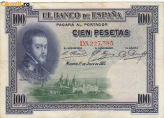 SPANIA 100 pesetas 1925 VF!!! foto