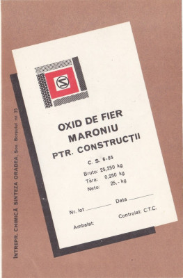 Eticheta Oxid Negru de Fier Maroniu ptr. Constructii foto