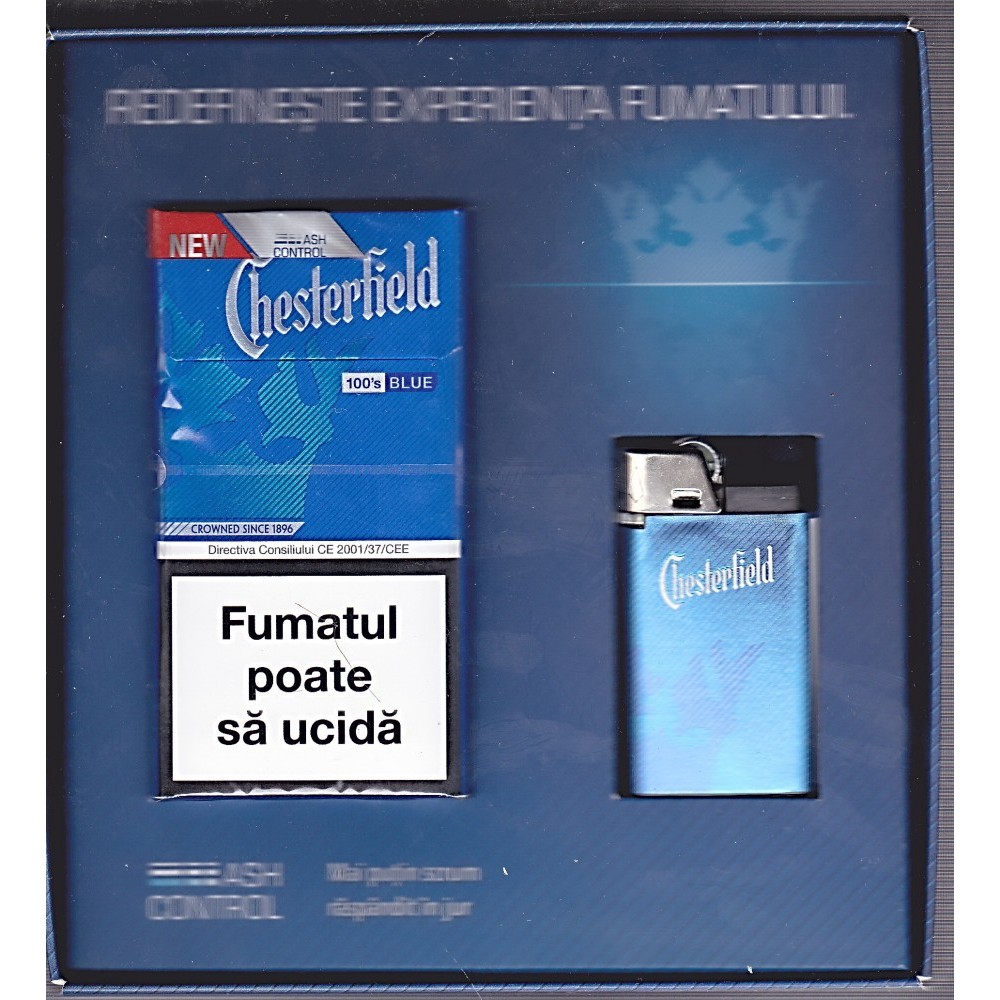 Pachet de tigari Chesterfield si bricheta originala in cutie speciala ...