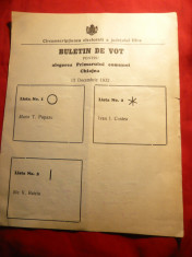 *Buletin de Vot pt.Primar Comuna Chiajna jud.Ilfov ,11 dec. 1932 foto