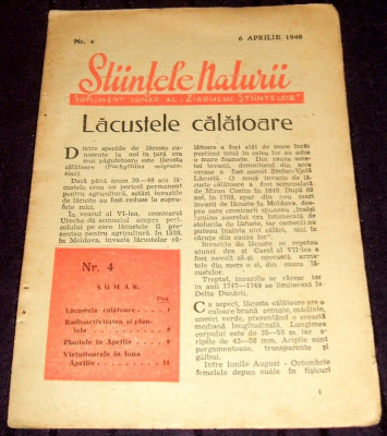 1948 Stiintele Naturii Nr 4, supliment Ziarul Stiintelor revista stiintifica RPR foto