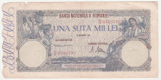 (5) BANCNOTA ROMANIA - 100.000 LEI 1946 (20 DECEMBRIE 1946) - FILIGRAN ORIZONTAL foto