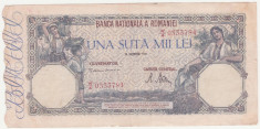 (4) BANCNOTA ROMANIA - 100.000 LEI 1946 (20 DECEMBRIE 1946) - FILIGRAN ORIZONTAL foto