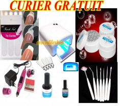 Kit set manichiura complet constructie unghii gel unghii false lampa uv PILA ELECTRICA foto