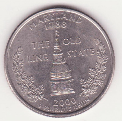 (M404) MONEDA SUA - QUARTER DOLLAR 2000 - MARYLAND, LIT. D foto