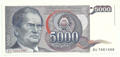 SERBIA IUGOSLAVIA 5000 5.000 DINARI 1985 UNC [1] P-93 foto