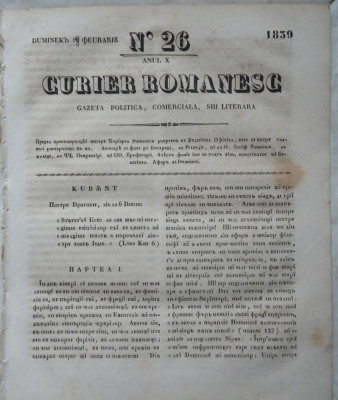 Curier romanesc , gazeta politica , comerciala si literara , nr. 26 din 1839 foto