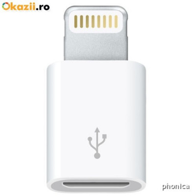 Adaptor Micro USB - Iphone5 5s 6 6s 6+ plus + cablu date microusb foto