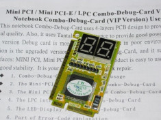 TESTER MINI PCI-E pentru depanare ( diagnoza placa de baza, motherboard ) laptop, 2 digiti, nou, sigilat ! foto