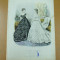 Moda costum rochie evantai gravura color La mode ilustree Paris 1868