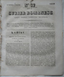 Curier romanesc , gazeta politica , comerciala si literara , nr. 37 cu supliment , din 1839 , prima gazeta romaneasca